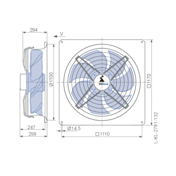Axial fan FN100-ZIQ.GL.V5P1 Ziehl Abegg