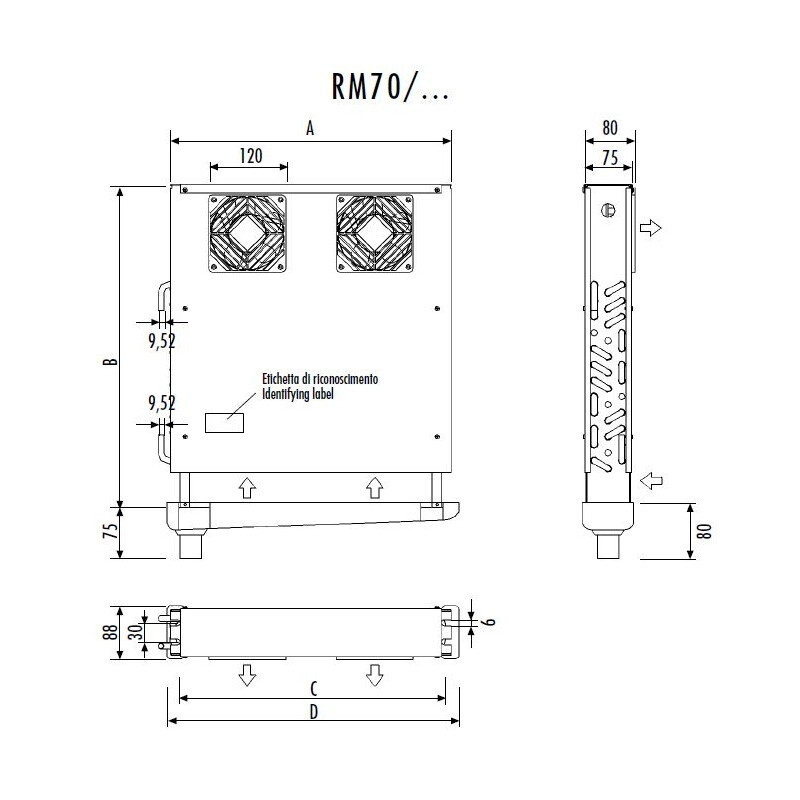 Evaporator for barsRM70/348